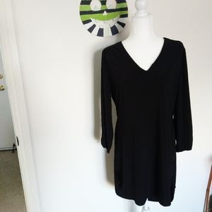 Meraki Black Mid-Sleeve Casual Dress
